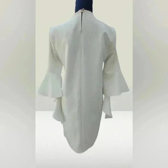 Nwt Miss Selfridge Women's Bell-Sleeve White Shift Dress Midi length Size 4 - Picture 2 of 6